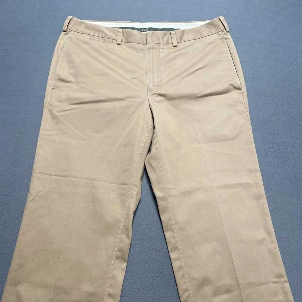 LL Bean Pants Mens‎ 35 Khaki Standard Fit 100% Cotton Chino Flat Front Casual